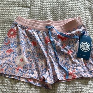 Life is Good Pink and Blue Floral Sleep Shorts